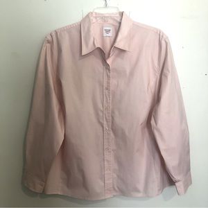 Emanuel Ungaro Petal Pink Button Down Top with Long Sleeves, size Plus.